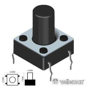 Comutador Micro Switch 6x6mm Altura 7mm VELLEMAN - (KRS0610)