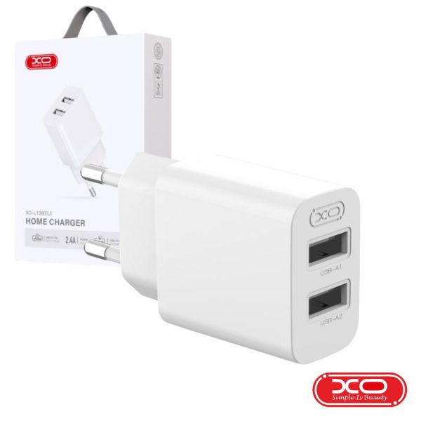 Alimentador 2x USB-A 2.4A Branco XO - (L109)