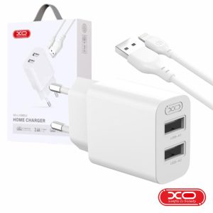 Alimentador 2x USB-A 2.4A + Cabo USB-A P/ Lightning XO - (L109C)