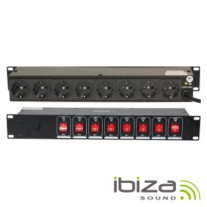 Tomada Elétrica 8x Schuko C/ Interruptores P/ Rack 19" IBI - (LC806S)