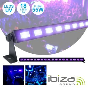 Barra LEDS UV C/ 18 LEDS UV 3W E Suporte IBIZA - (LED-UVBAR18)