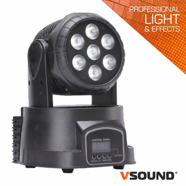 Moving Head Mini 7 LEDS CREE 10W RGBW DMX Mic VSOUND - (LEDMV710RGBW)