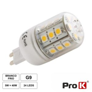 Lâmpada G9 5W 12V 24 LEDS SMD 5050 Branco Frio - (LLG905CW)