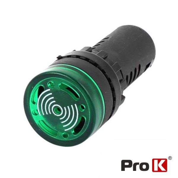 Luz Piloto Redondo De Painel 22mm 220V C/ Besouro Verde - (LPR220BGR)