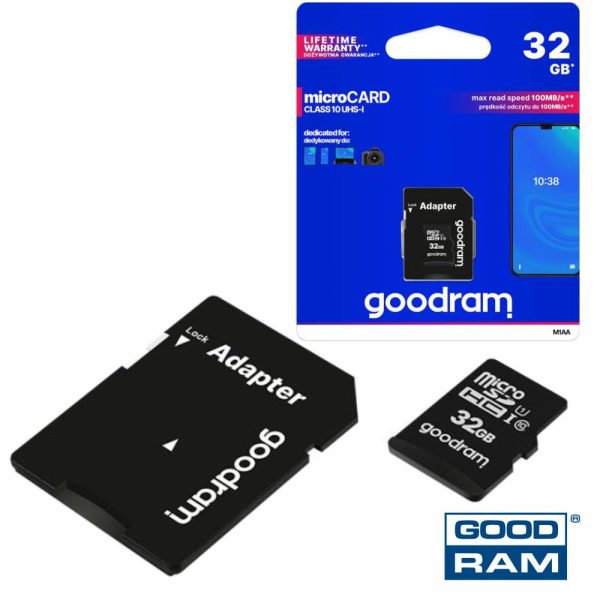 Cartão Memória Micro SD 32Gb Class10 Adaptador GOODRAM - (M1AA-0320R12)