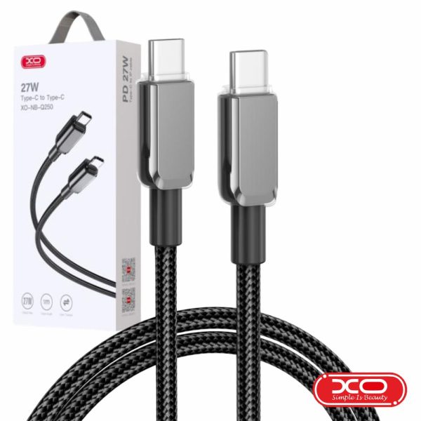 Cabo USB-C Macho / USB-C Macho PD 60W 1m Preto XO - (NB-Q250B-BK)