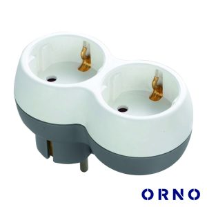 Ficha Elétrica Adaptadora 2x Schuko Branco ORNO - (OR-AE-13238(GS))