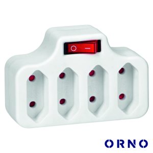 Ficha Elétrica Adaptadora 4x AC Plana C/ Interruptor ORNO - (OR-AE-13255)