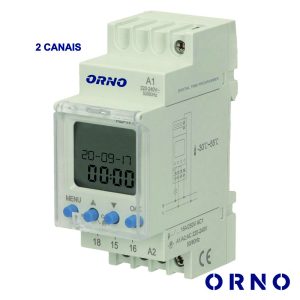 Temporizador Semanal Digital 16A 230V P/ Calha Din ORNO - (OR-PRE-451)