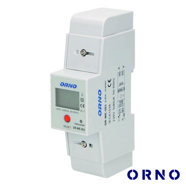 Contador De Energia 230V/80A 2 Módulos P/ Calha Din ORNO - (OR-WE-503)