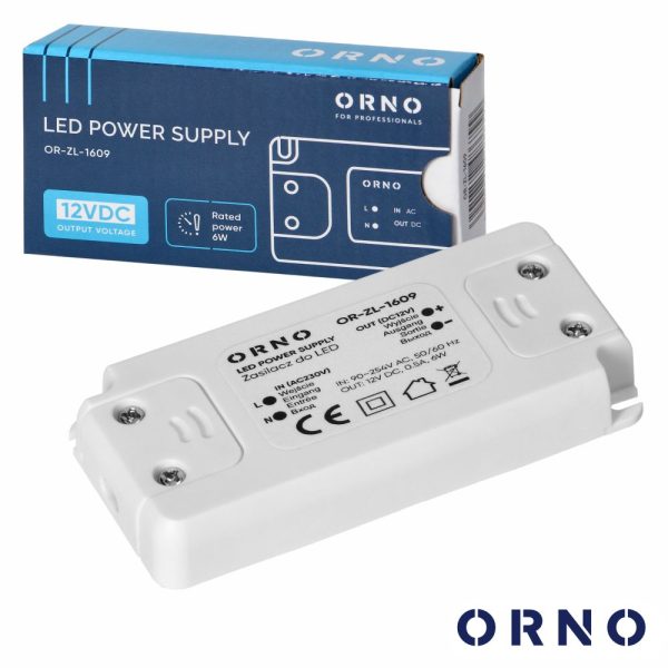 Fonte De Alimentação Fixa 0.5A 6W 12V ORNO - (OR-ZL-1609)