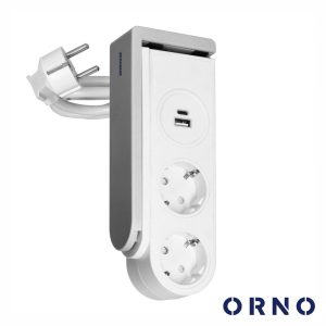 Extensão Elétrica 2x Schuko 2xUSB C/ Suporte P/ Mesa ORNO - (ORAE13245(GS)/W)