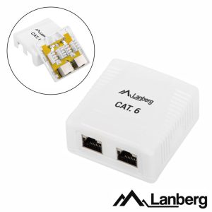 Tomada de Superfície RJ45 C/ 2 Saídas LANBERG - (OS6-0002-W)