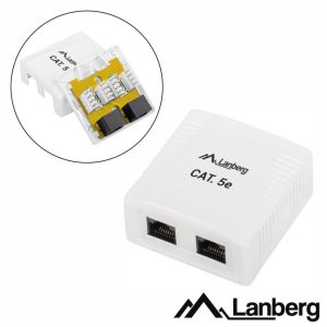 Tomada de Superfície RJ45 C/ 2 Saídas LANBERG - (OU5-0002-W)