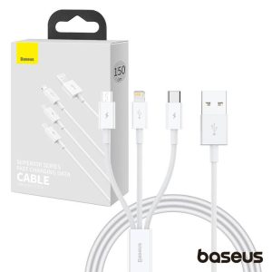 Cabo USB-A 2.0 Macho p/ Lightning/USB-C/MicroUSB 3.5A BASEUS - (P10320105221-00)