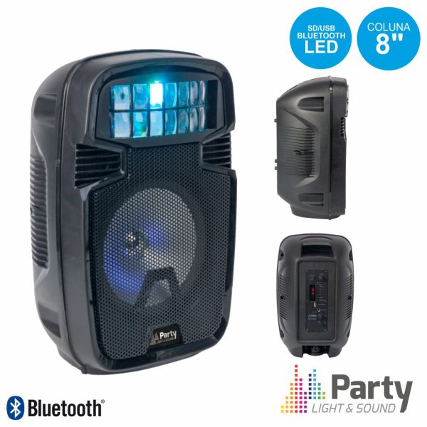 Coluna Amplificada Portátil 8" Com Efeitos LED PARTY - (PARTY-8COMBI)