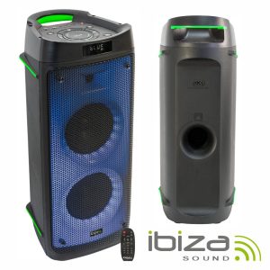 Coluna Amplificada 2x6.5" USB/SD/AUX/BT LED TWS IBIZA - (PHANTOM)