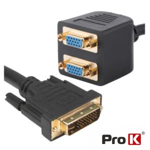 Cabo Adaptador 1 Entrada  DVI-I /  2 Saídas VGA  PROK - (PK-DVIVGA)