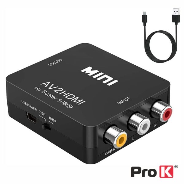 Conversor Sinal Composto + Áudio -> HDMI PROK - (PK-RCAHDMI01)