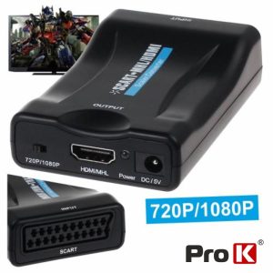 Conversor SCART P/ HDMI/Mhl 720p/1080p C/Alimentador PROK - (PK-SCARTHDMI)