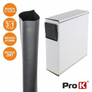 Tubo Manga Termoretráctil C/ Cola 19.0mm 2m Preto PROK - (PKMT190BK/2.0G)