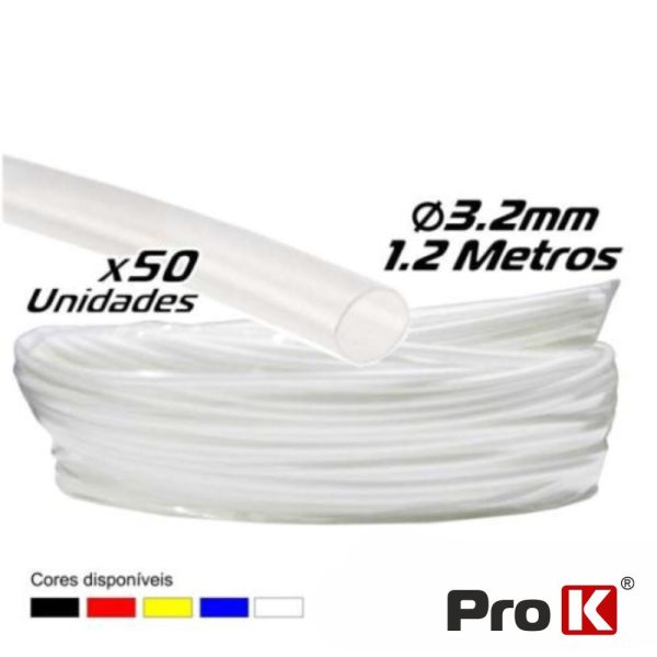 Tubo Manga Termoretráctil 3.2mm 1.2m 50x Transparente PROK - (PKMT32C/50)