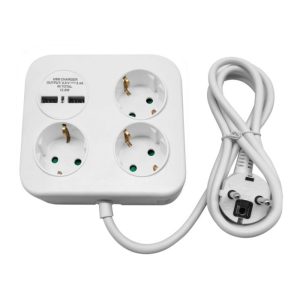 Extensão Elétrica 3x Schuko 2x USB-A 1.4m VIRONE - (PS-4(GS)/W)