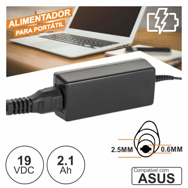 Alimentador P/ Asus 19V 2.1A 40W 2.5x0.6mm - (PSUP-NBT-AS02(L))