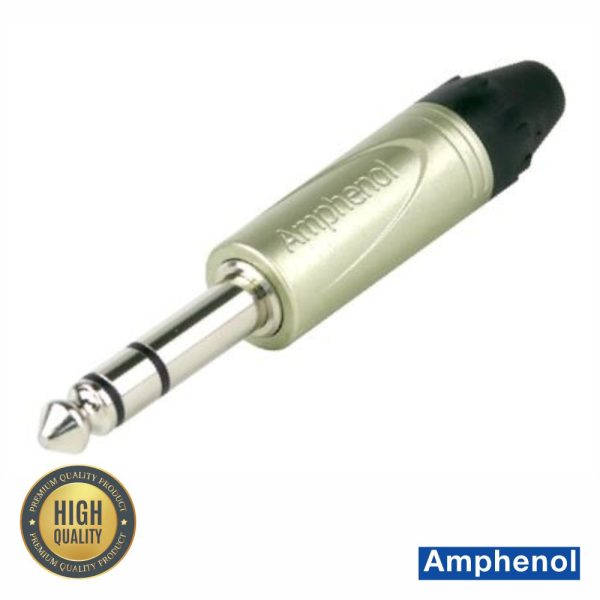 Ficha Jack 6.35mm Macho Stereo Niquelada AMPHENOL - (QS3P)