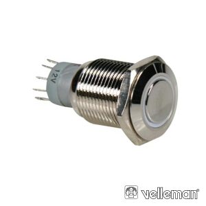 Interruptor Redondo De Metal Spdt 1na 1nc Anel Branco - (R1600W)