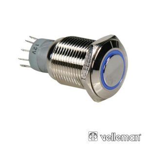 Interruptor Redondo De Metal Spdt 1na 1nc Anel Azul - (R1610B)