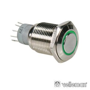 Interruptor Redondo De Metal Spdt 1na 1nc Anel Verde - (R1610G)