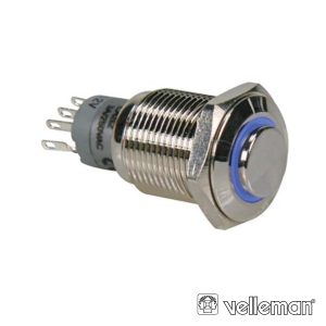 Interruptor Redondo Alto De Metal Spdt 1na 1nc Anel Azul - (R1710B)