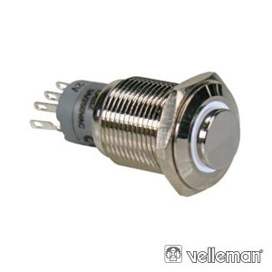 Interruptor Redondo Alto De Metal Spdt 1na 1nc Anel Branco - (R1710W)