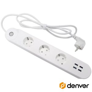 Extensão Elétrica 3x Schuko 4x USB-A Inteligente WiFi DENVER - (SHP-300U)