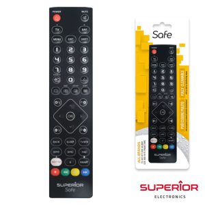 Comando TV Universal 2:1 Lavável Slim Preto SUPERIOR - (SUP2:1SLIMSAFEBK)