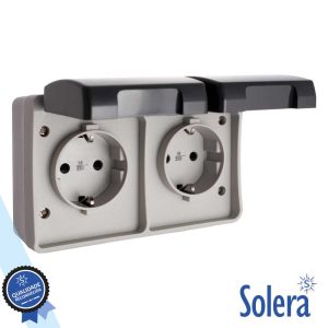 Tomada Elétrica Superfície 2x Schuko VDE IP44 SOLERA - (SLR-3366)