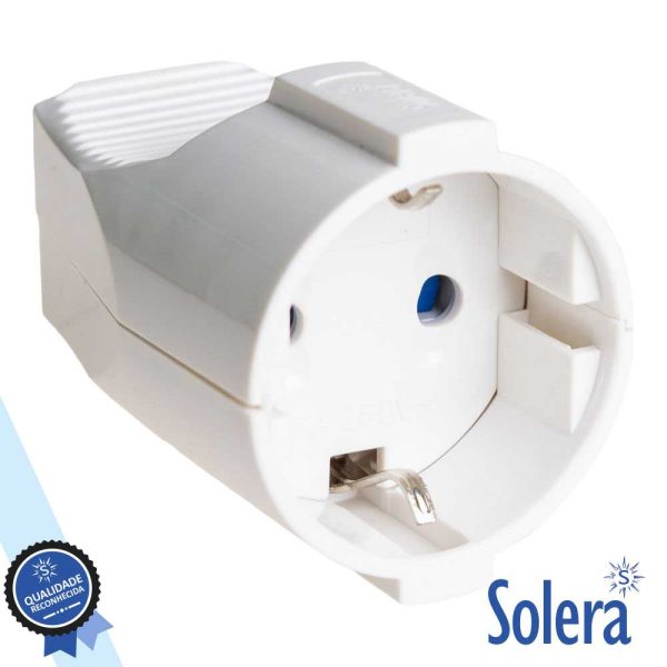 Ficha Schuko Fêmea C/ Terra 220v Branca SOLERA - (SLR-5019)