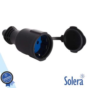 Ficha Schuko Fêmea 16a/250v Preta C/ Tampa IP44 SOLERA - (SLR-5707C)