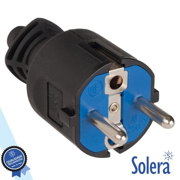 Ficha Schuko Macho 16A/250V Preta SOLERA - (SLR-706C)