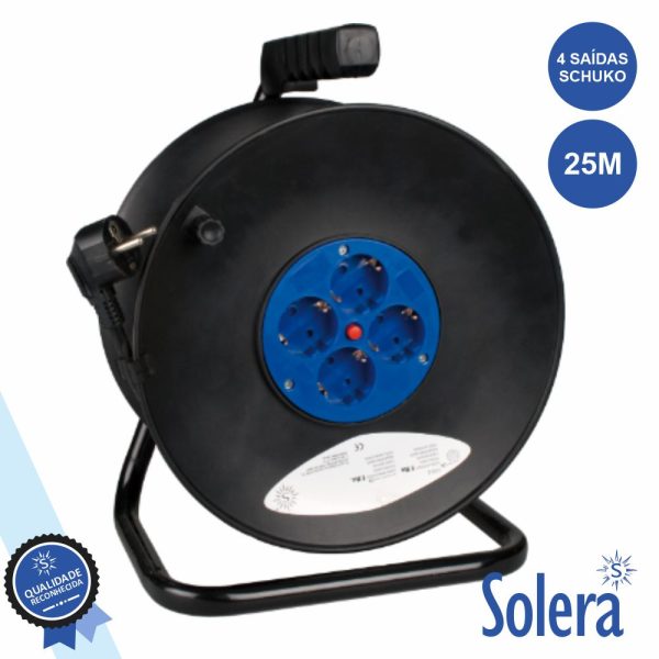 Extensão Elétrica C/ Enrolador 4x Schuko 25m SOLERA - (SLR-7425/2)