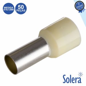 Terminal Ponteira Isolado Ø16x12mm 50x Branco SOLERA - (SLR-TE-1612B/50)