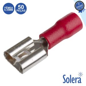 Terminal Faston Fêmea Isolado 6.35mm Vermelho 50x SOLERA - (SLR-TF15R/50)