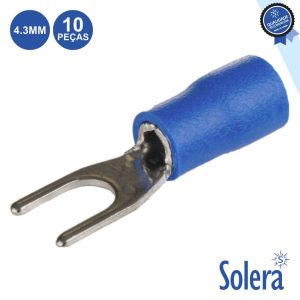 Terminal Forquilha Isolado 4.3mm 10X Azul SOLERA - (SLR-TH14-2)