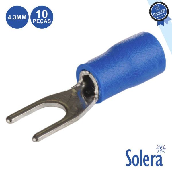 Terminal Forquilha Isolado 4.3mm 10X Azul SOLERA - (SLR-TH14-2)