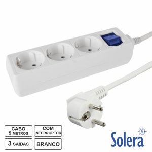 Extensão Elétrica 3x Schuko C/ Interruptor 5m SOLERA - (SLR-V953IL)