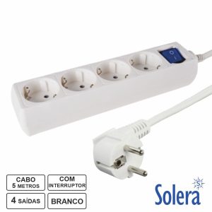 Extensão Elétrica 4x Schuko C/ Interruptor 5m SOLERA - (SLR-V954IL)