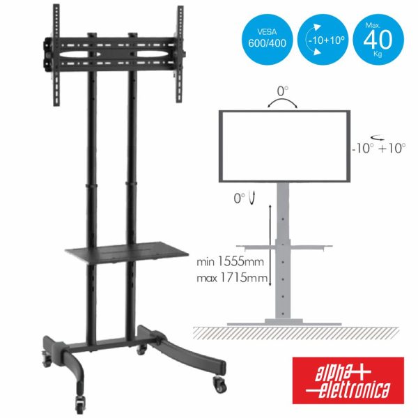 Suporte Chão LCD/LED 37/70" Inclinável 600/400 40kg ALPHA - (SU3770/55)