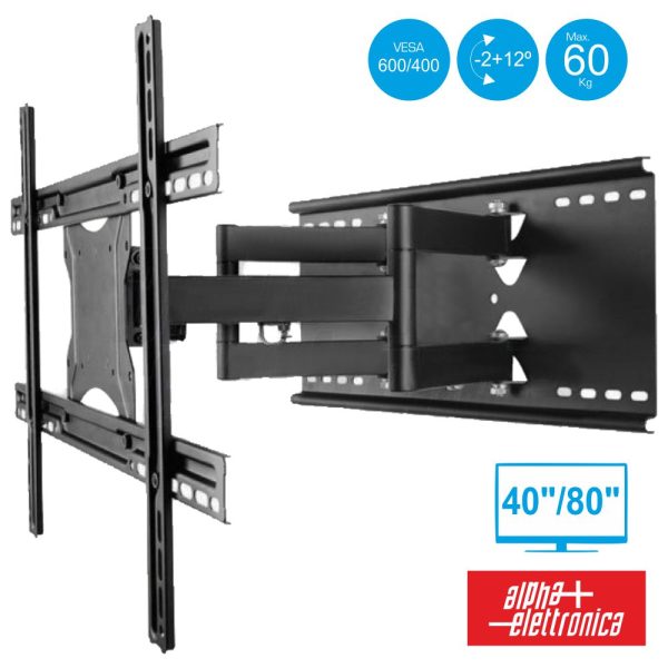 Suporte LCD/LED 40/80" C/ 2 Braços VESA 600/400 60kg ALPHA - (SU4080/00)