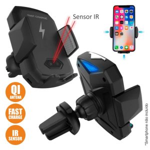 Suporte Telemóvel C/ Carregador Indução Qi 10W E Sensor IR - (SUPSENS-QI01A)